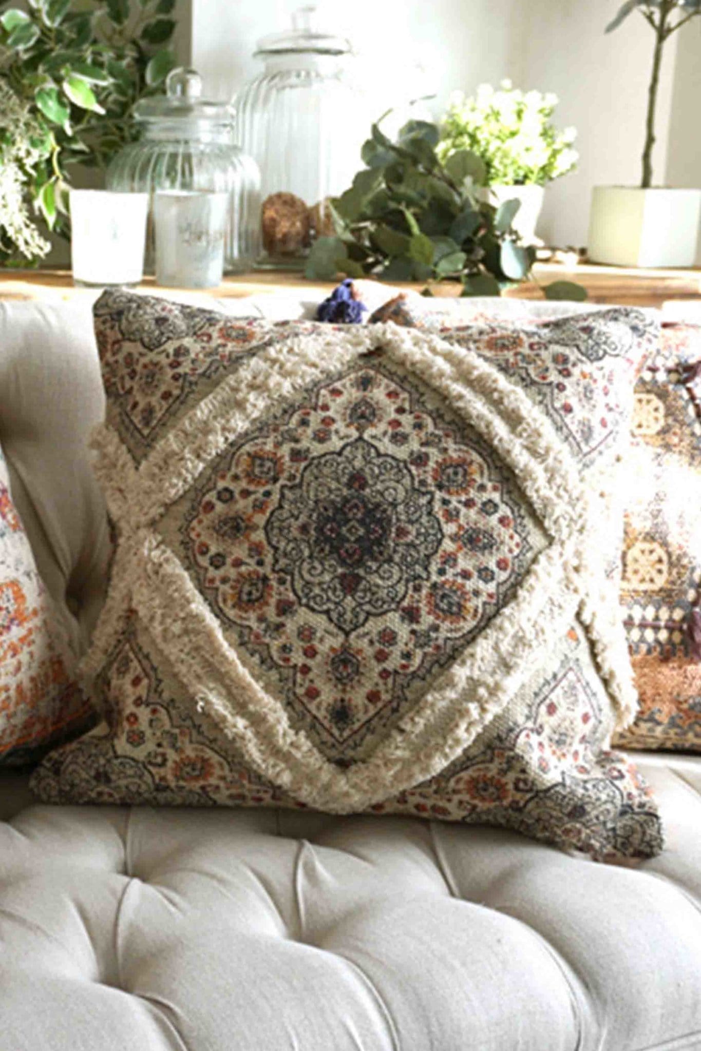 Detail of printed shaggy texture on square cushion cover — Art Avenue