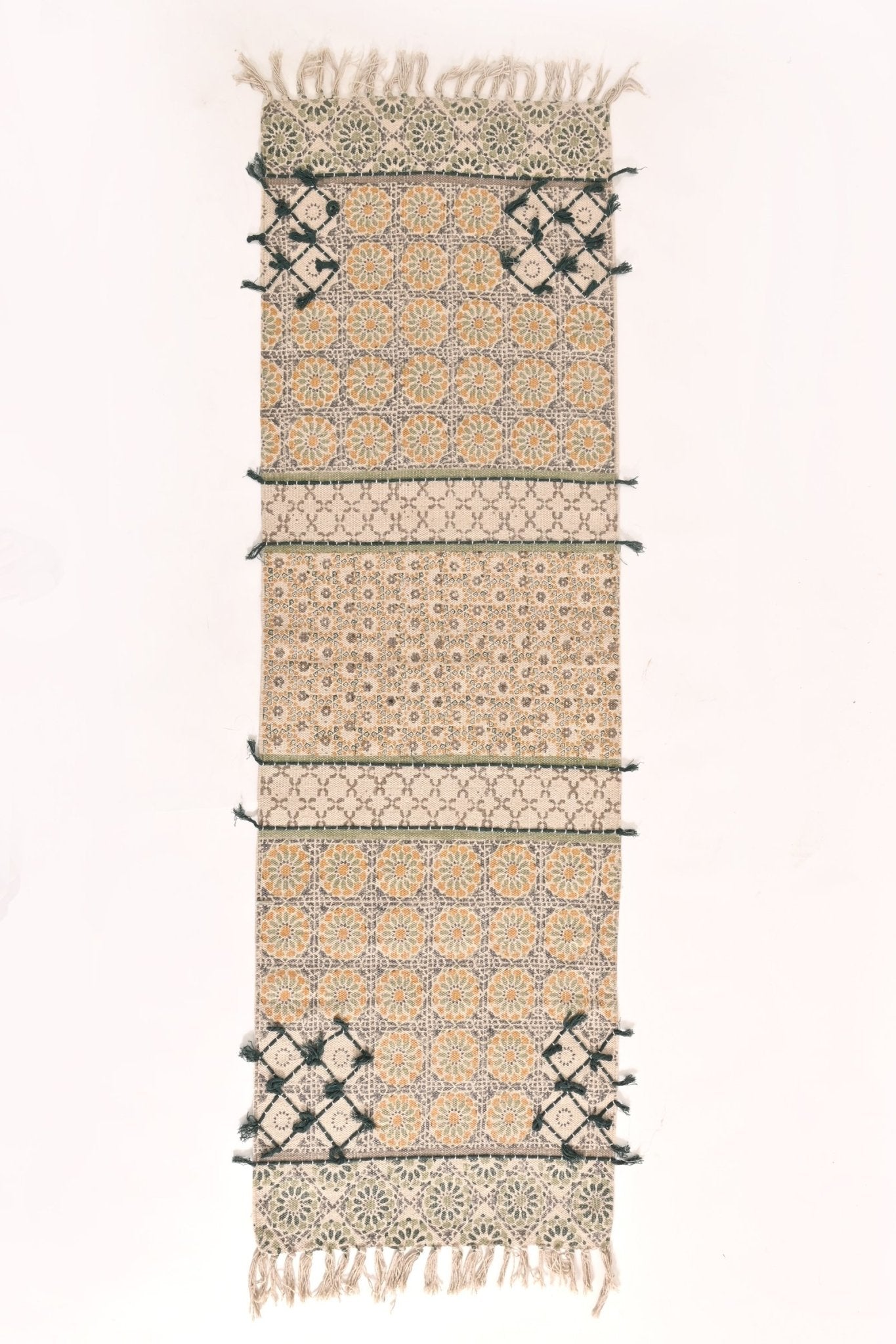 TOPHER -BLOCK PRINTED FLOOR RUNNER - YELLOW - ART AVENUE
