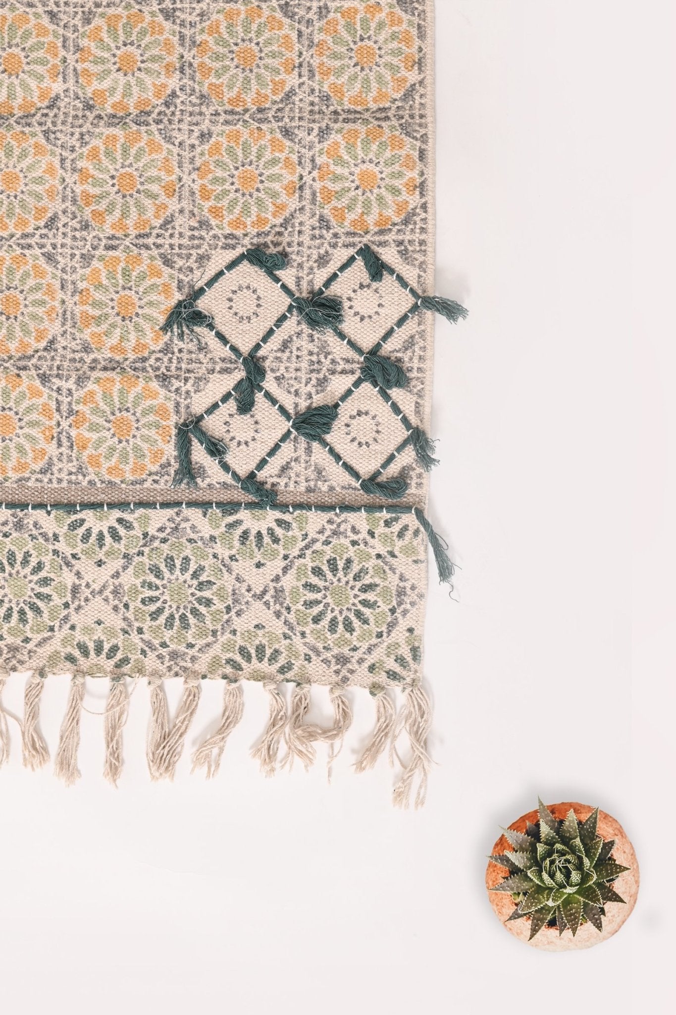 TOPHER -BLOCK PRINTED FLOOR RUNNER - YELLOW - ART AVENUE