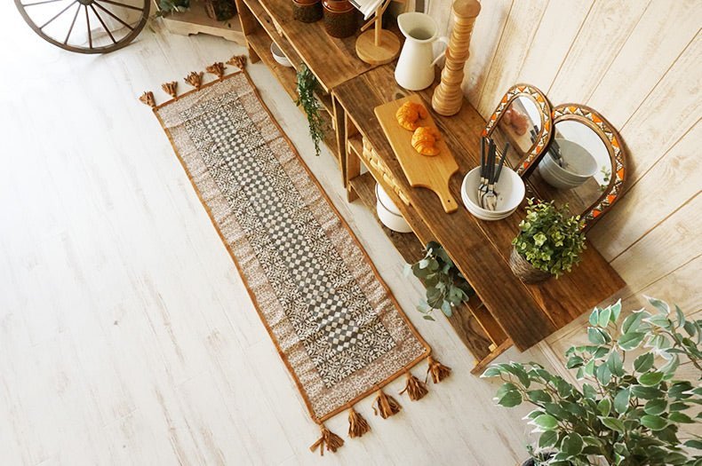 VANCE - BLOCK PRINTED COTTON FLOOR RUG RUNNER - ART AVENUE