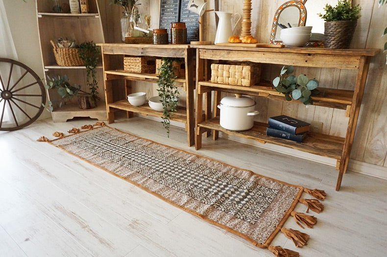 VANCE - BLOCK PRINTED COTTON FLOOR RUG RUNNER - ART AVENUE