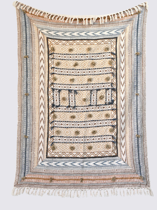 Oraan Block-Printed Cotton Throw