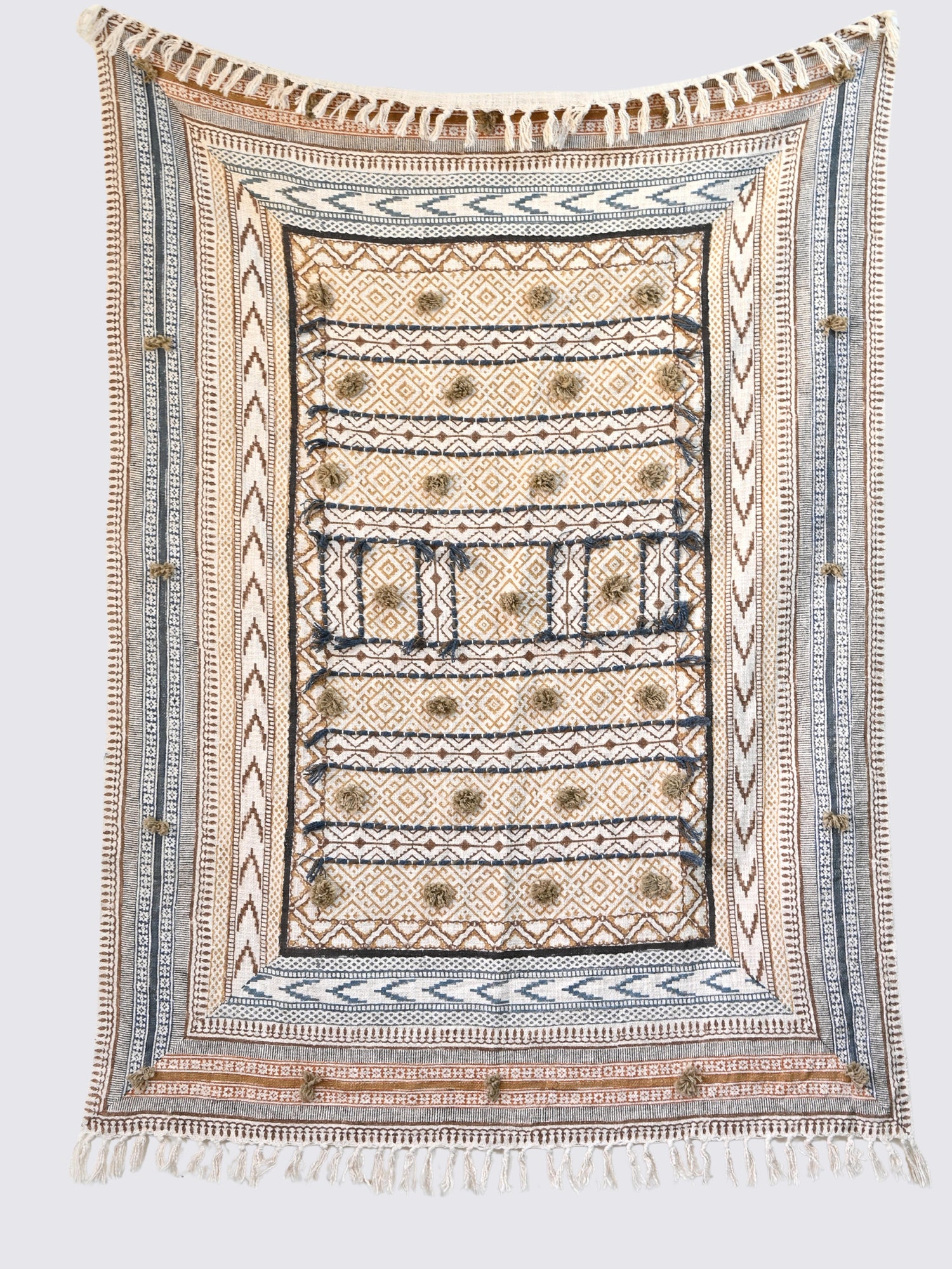 Oraan Block-Printed Cotton Throw