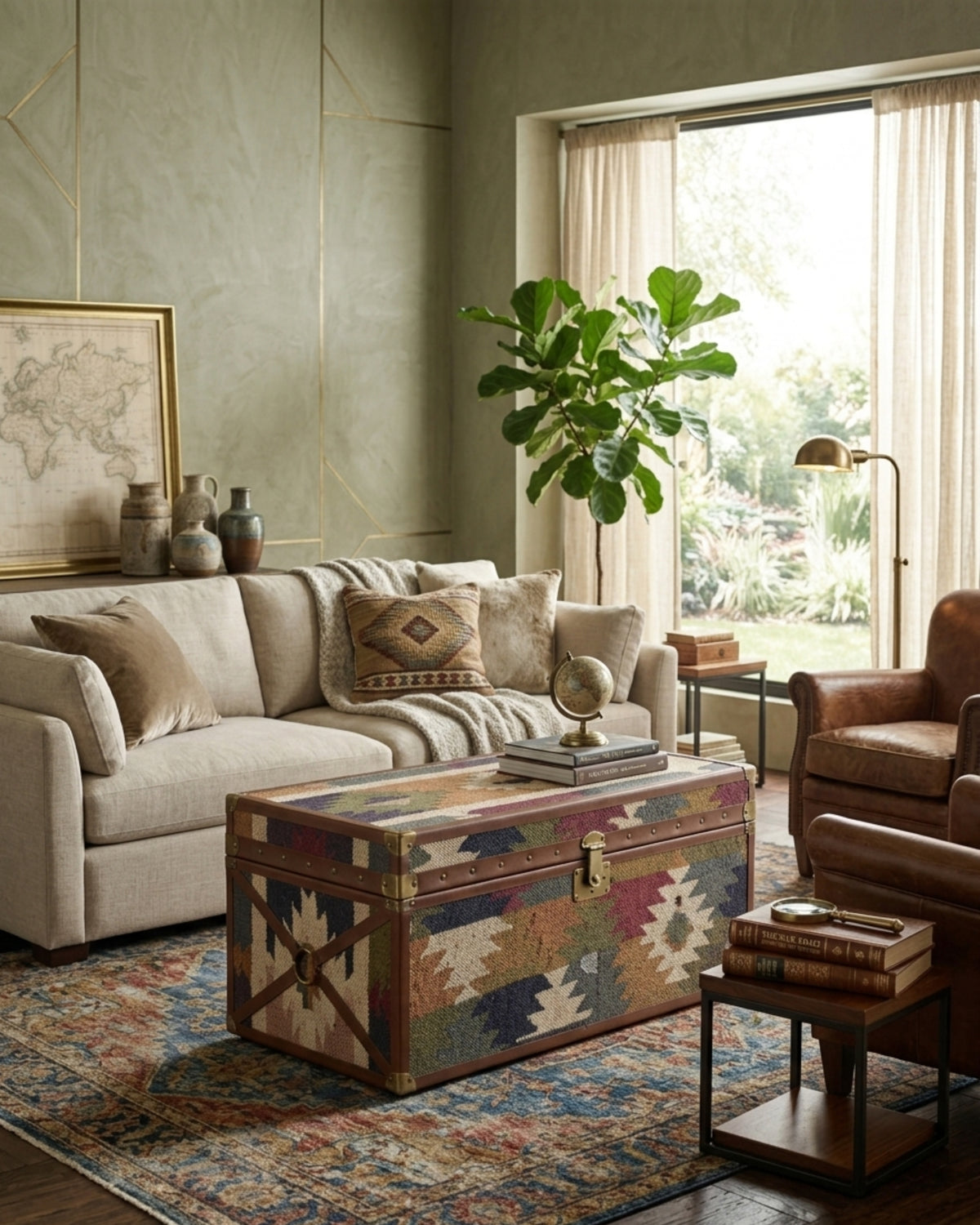 Aurum Kilim & Leather Trunk
