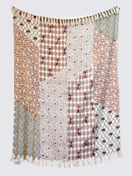 Eiris Block-Printed Cotton Throw