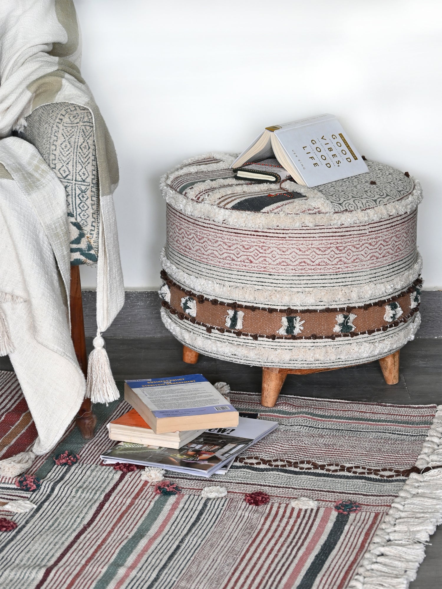 Close-up of kilim upholstery and geometric pattern — Art Avenue