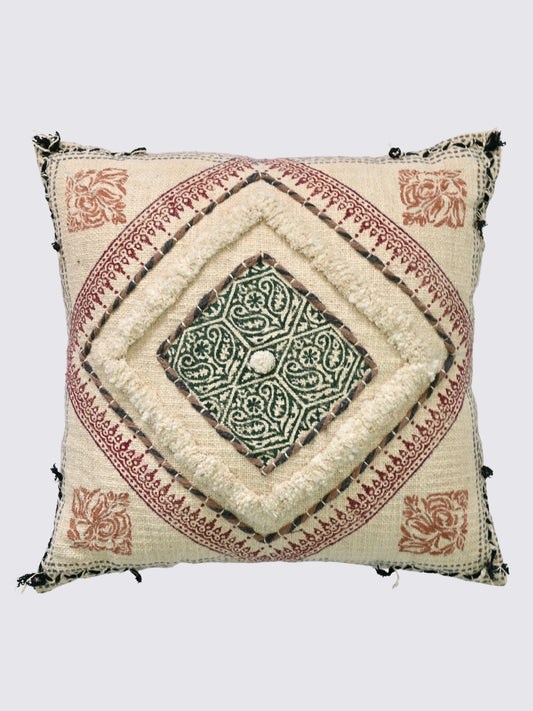 Ruvaya Block-Printed Square Cushion Cover