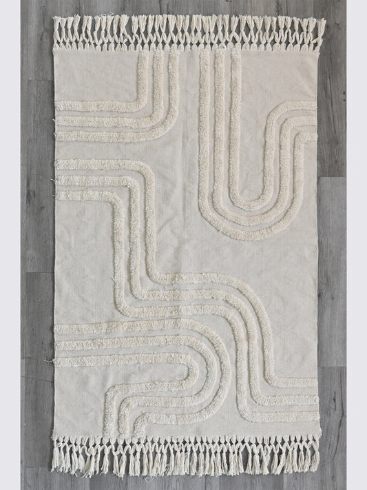 Vistara Overdyed Hand-Embroidered Shaggy Cotton Rug