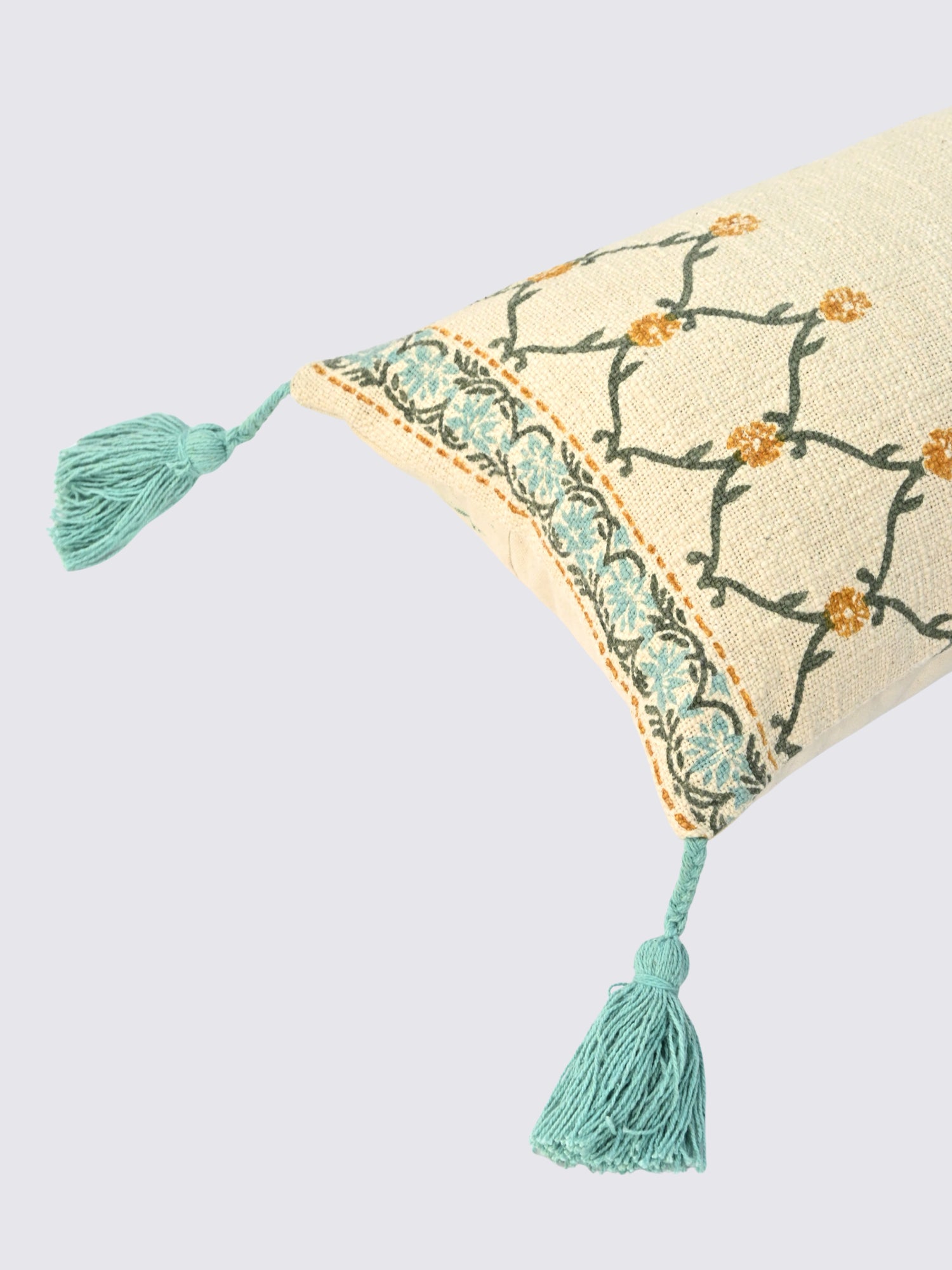 Vintflora Block-Printed Lumbar Cushion Cover
