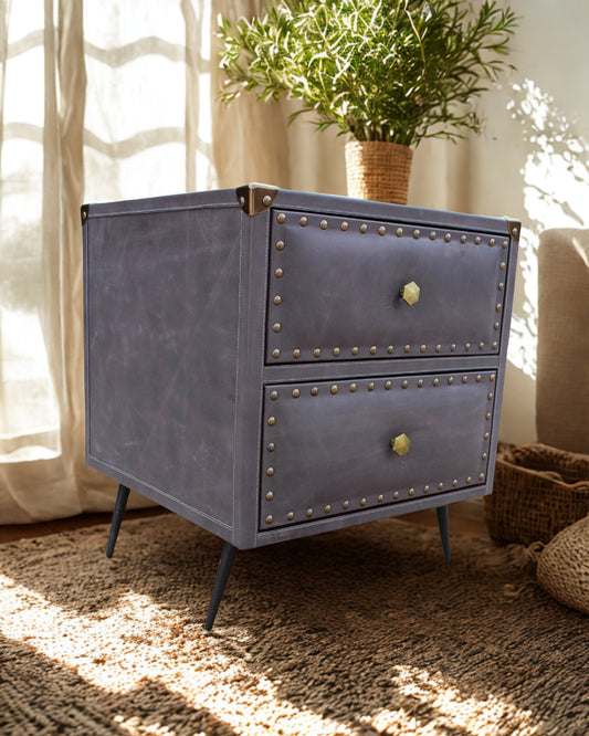 Two-Drawer Leather Side Table — Art Avenue