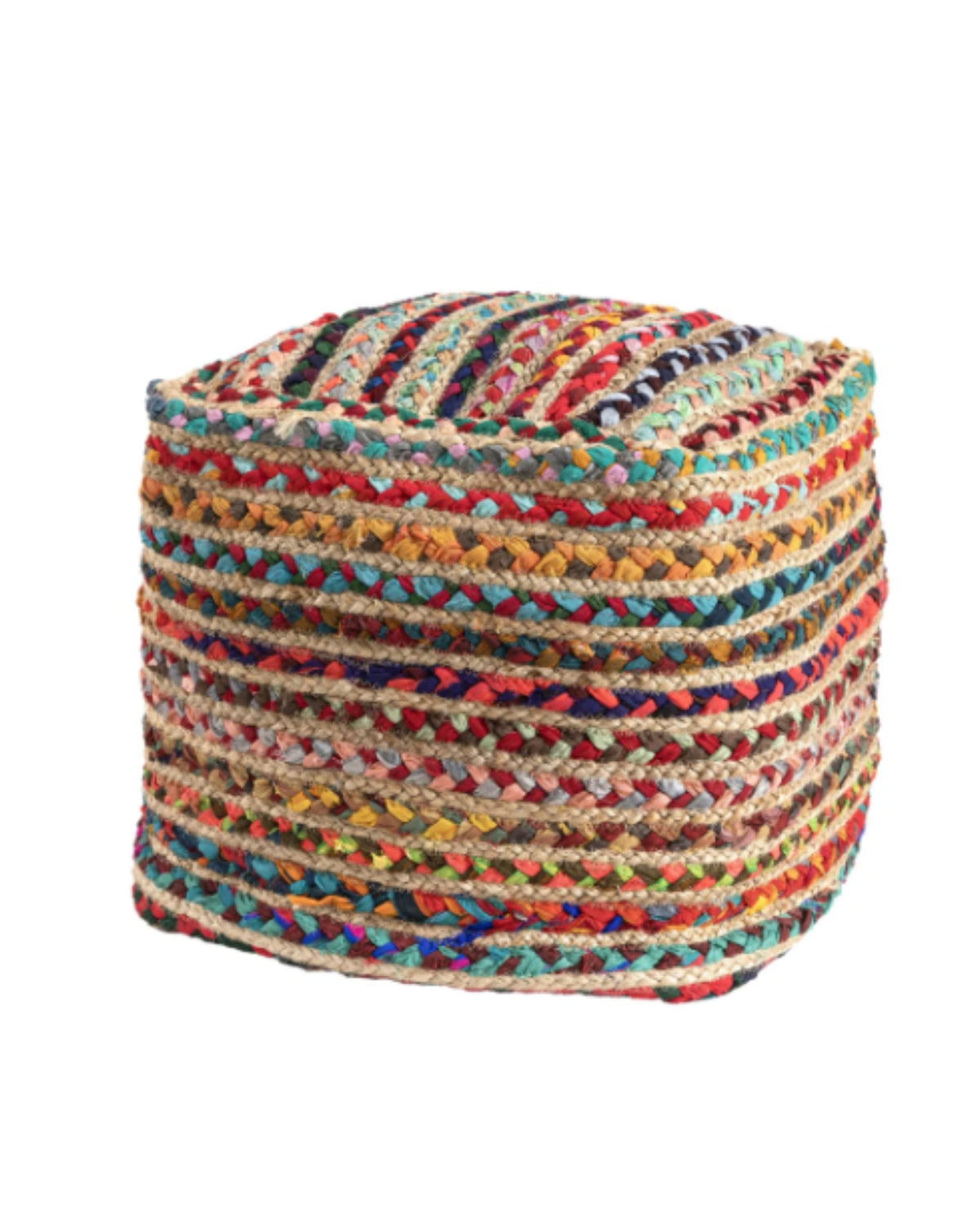 Mosaic kilim cylindrical pouf — from above — Art Avenue