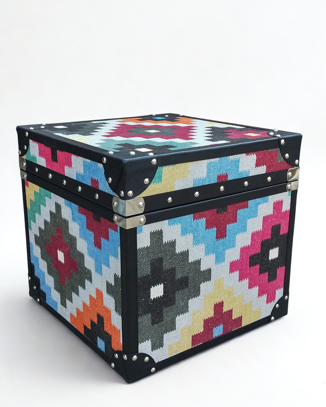 Side view of kilim storage trunk — Art Avenue