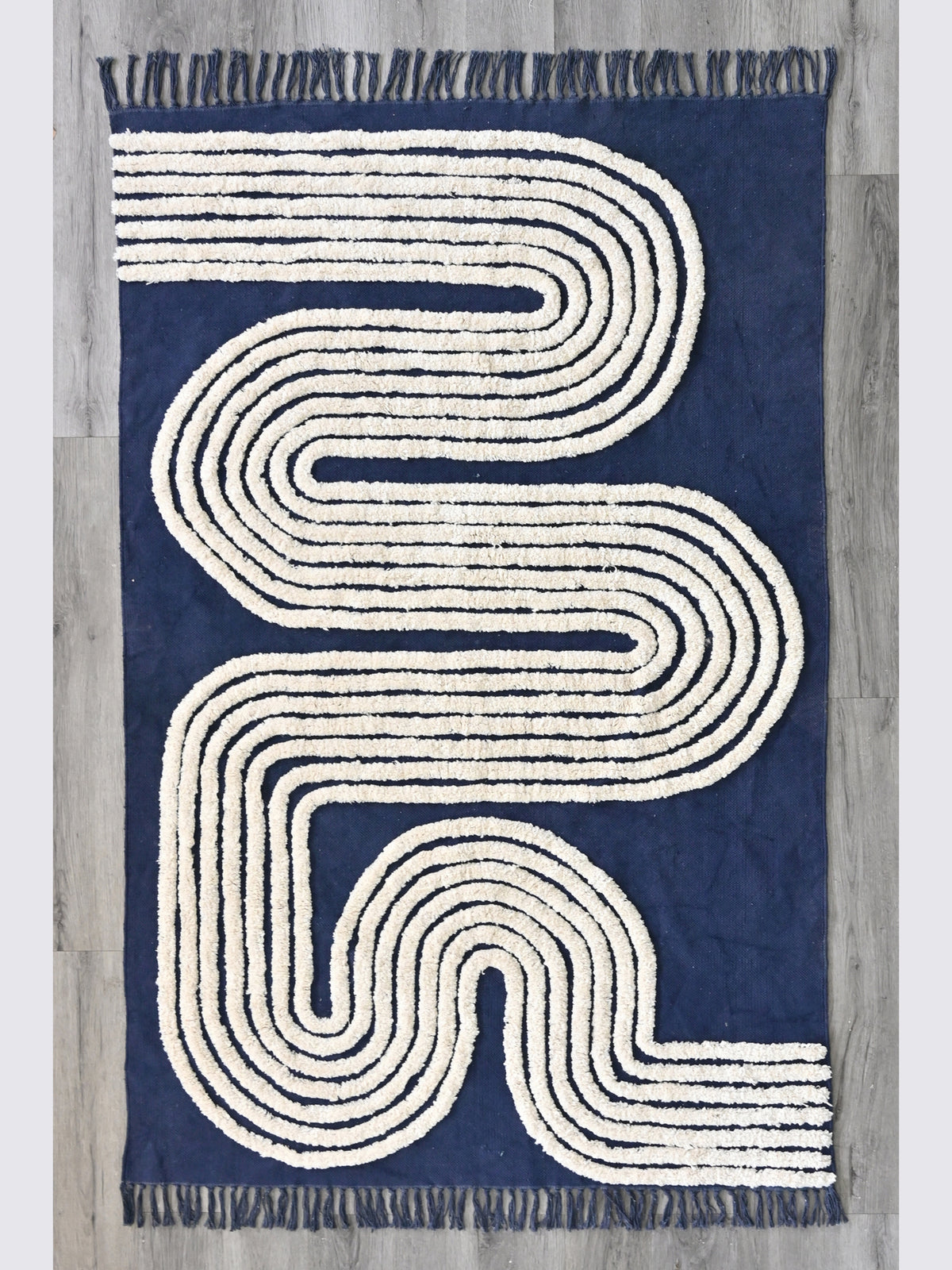 Zarika Overdyed Hand-Embroidered Shaggy Cotton Rug