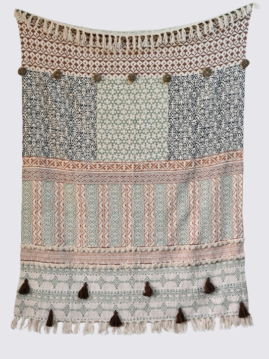 Aavya Block-Printed Cotton Throw