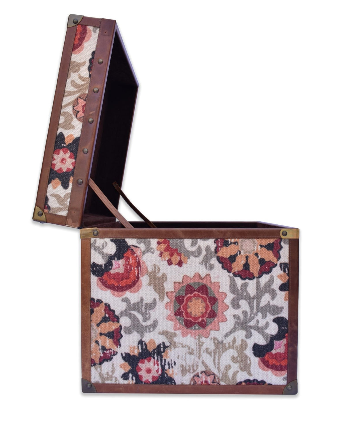 Handcrafted printed fabric and leather storage trunk — Art Avenue