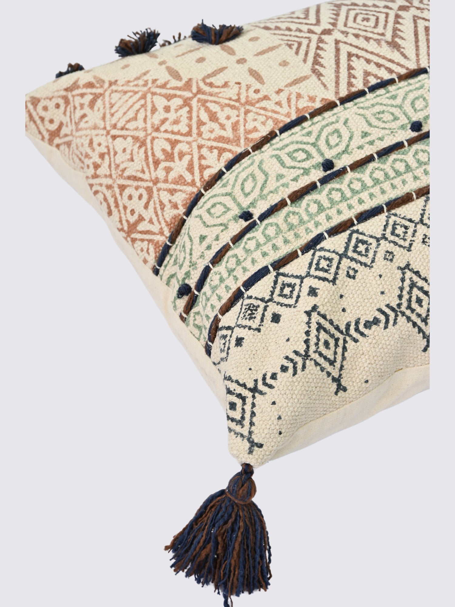 Ruvaa Block-Printed Lumbar Cushion Cover