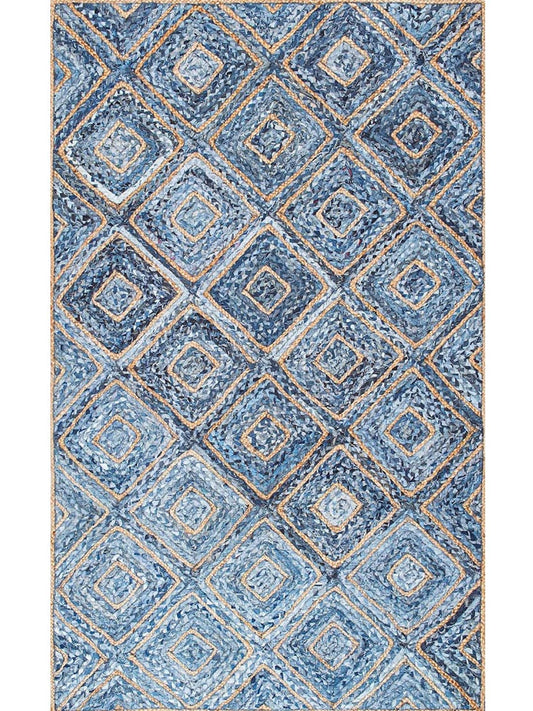 Arctic hand-braided jute and recycled denim rug in blue — Art Avenue