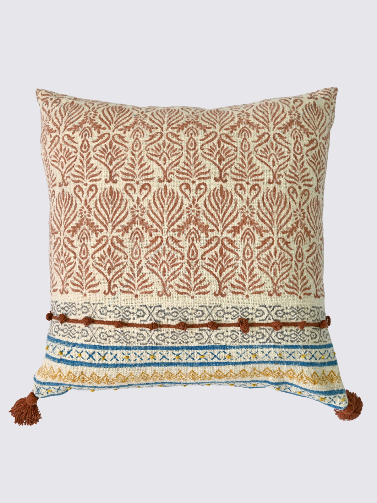 Neruva Block-Printed Square Cushion Cover