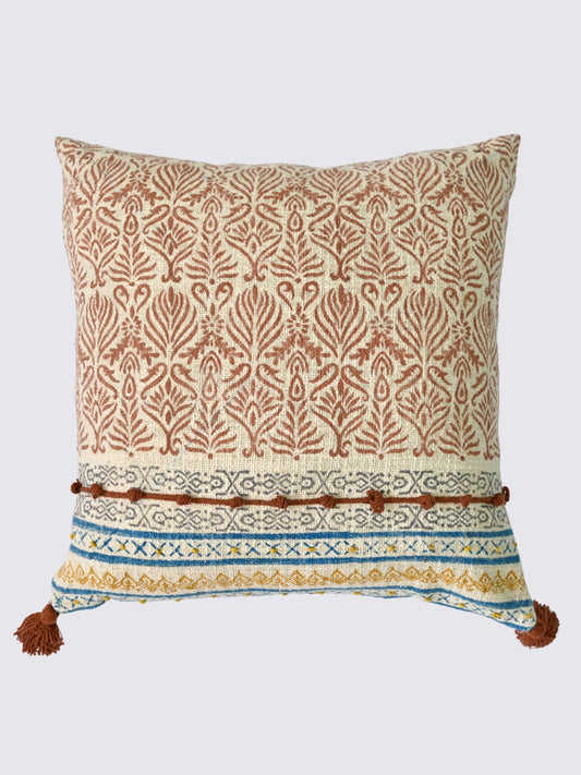 Neruva Block-Printed Square Cushion Cover