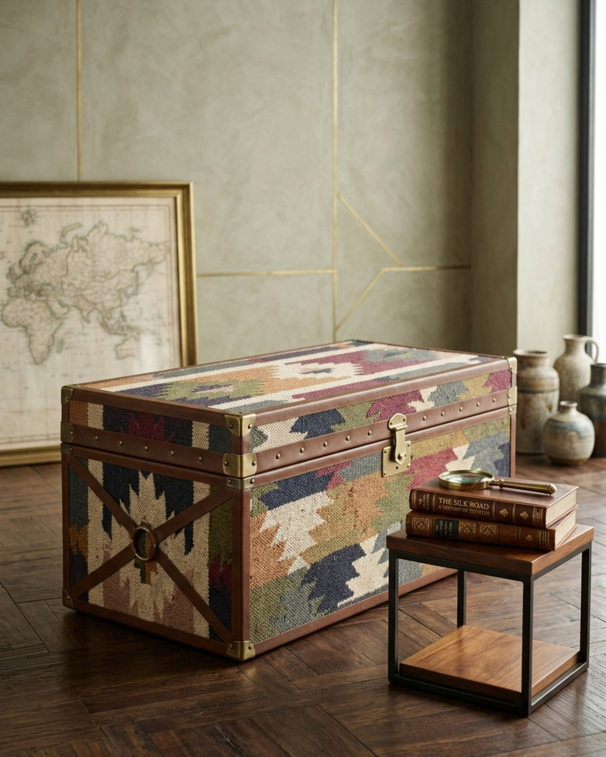 Aurum Kilim & Leather Trunk