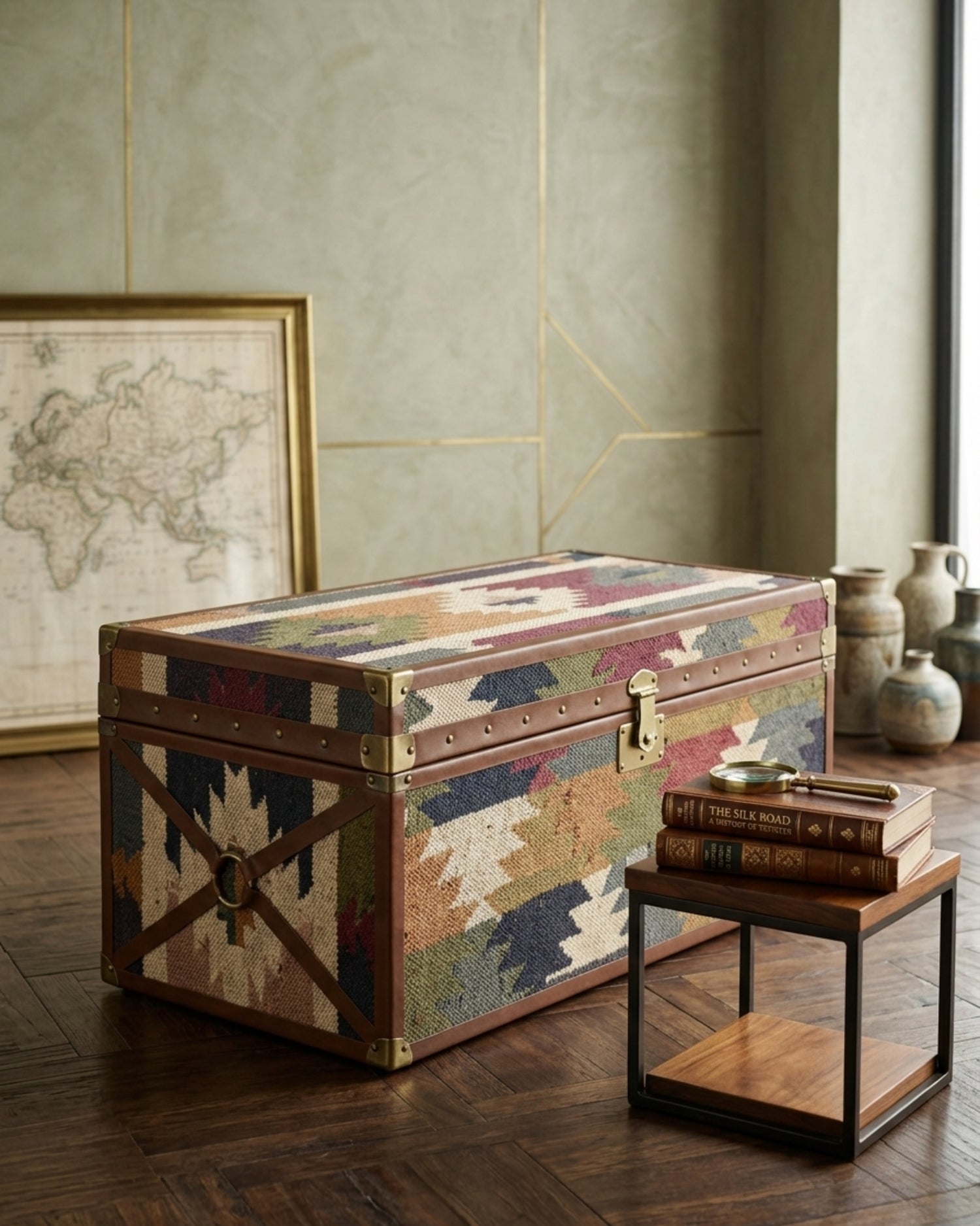 Aurum Kilim & Leather Trunk