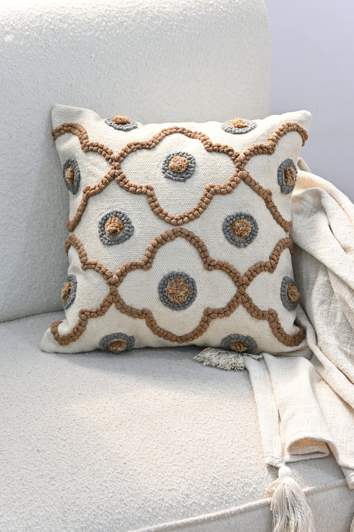 Zenvy Hand-Embroidered Square Cushion Cover
