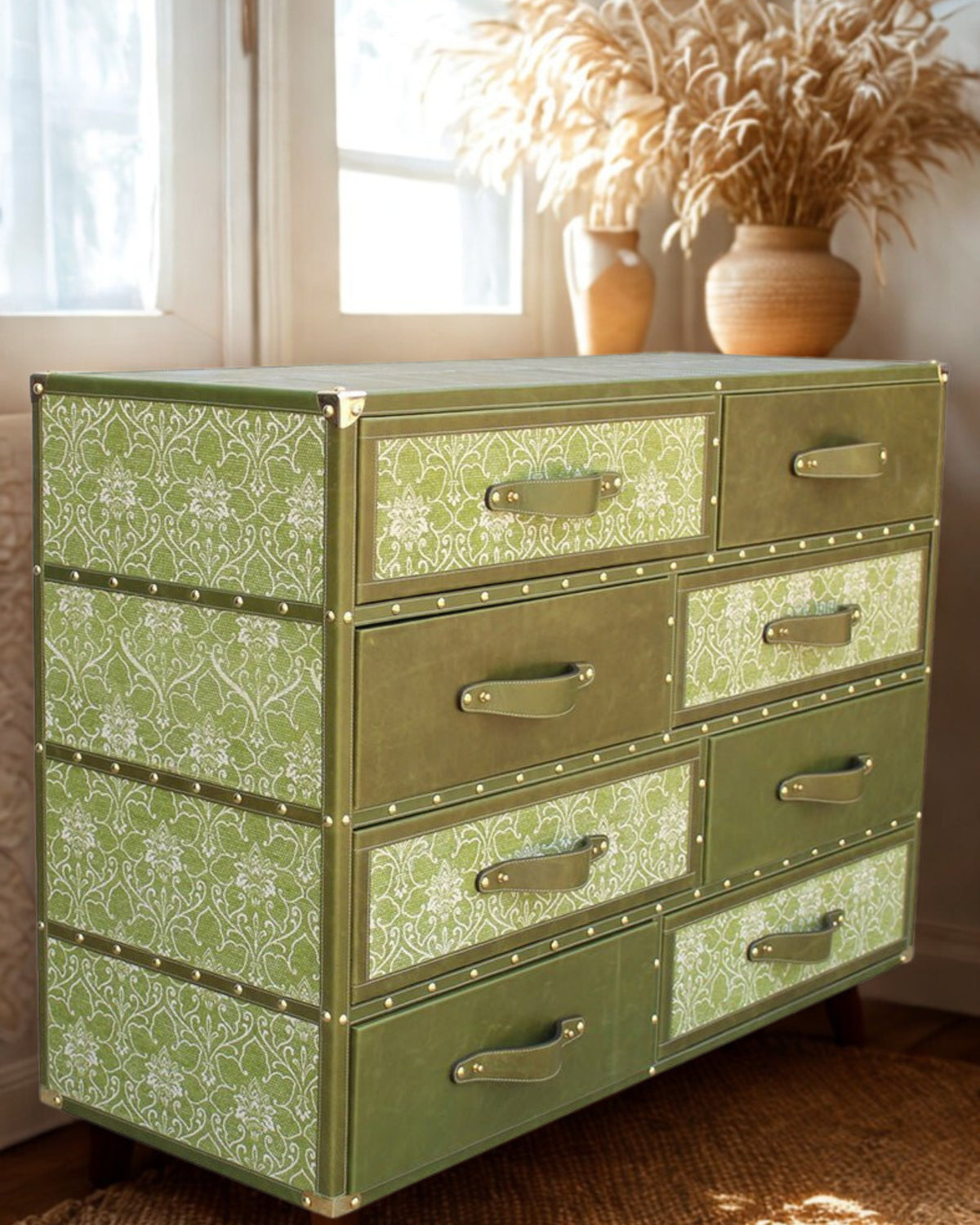Side view of leather chest of drawers — Art Avenue