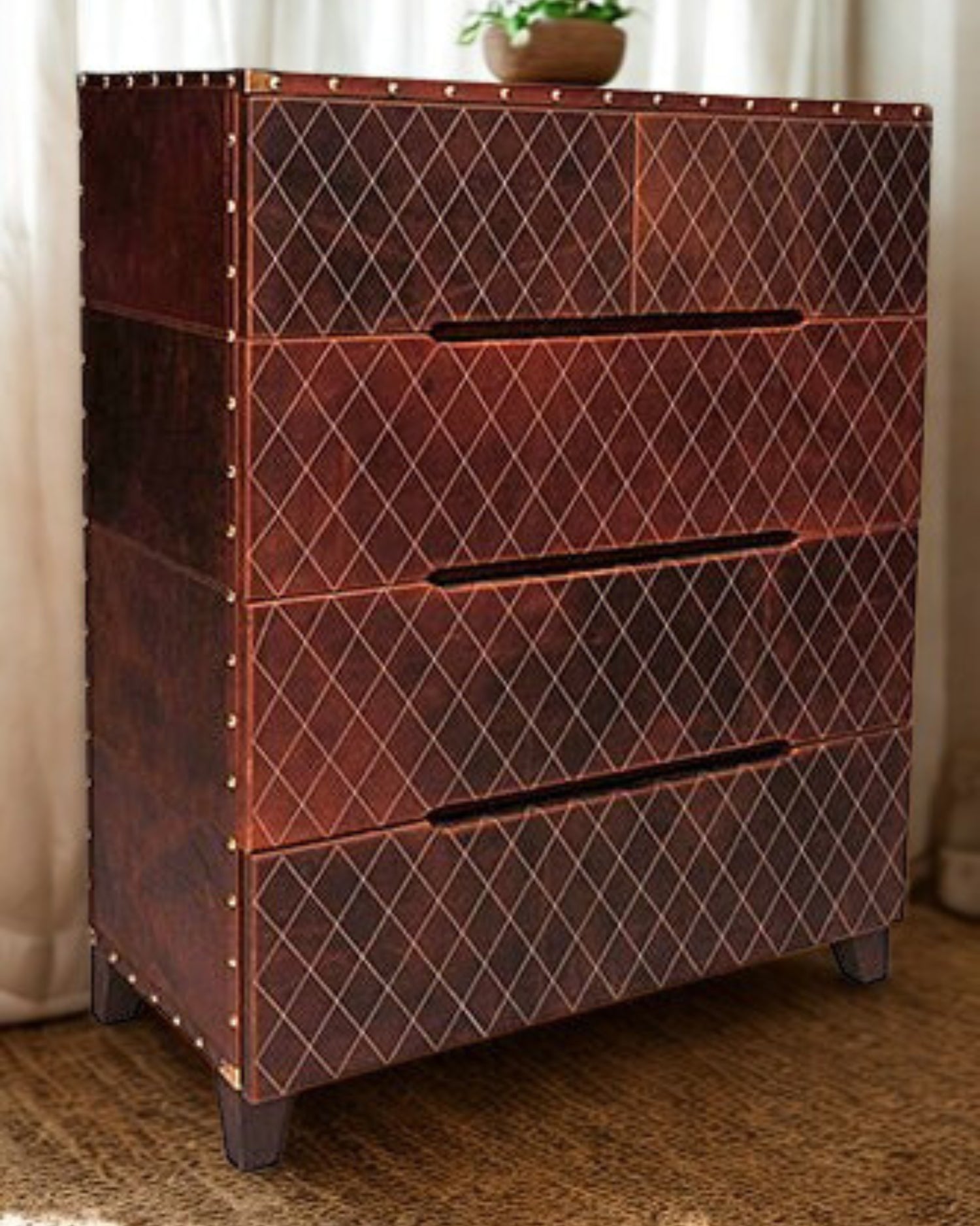 Side view of leather chest of drawers — Art Avenue