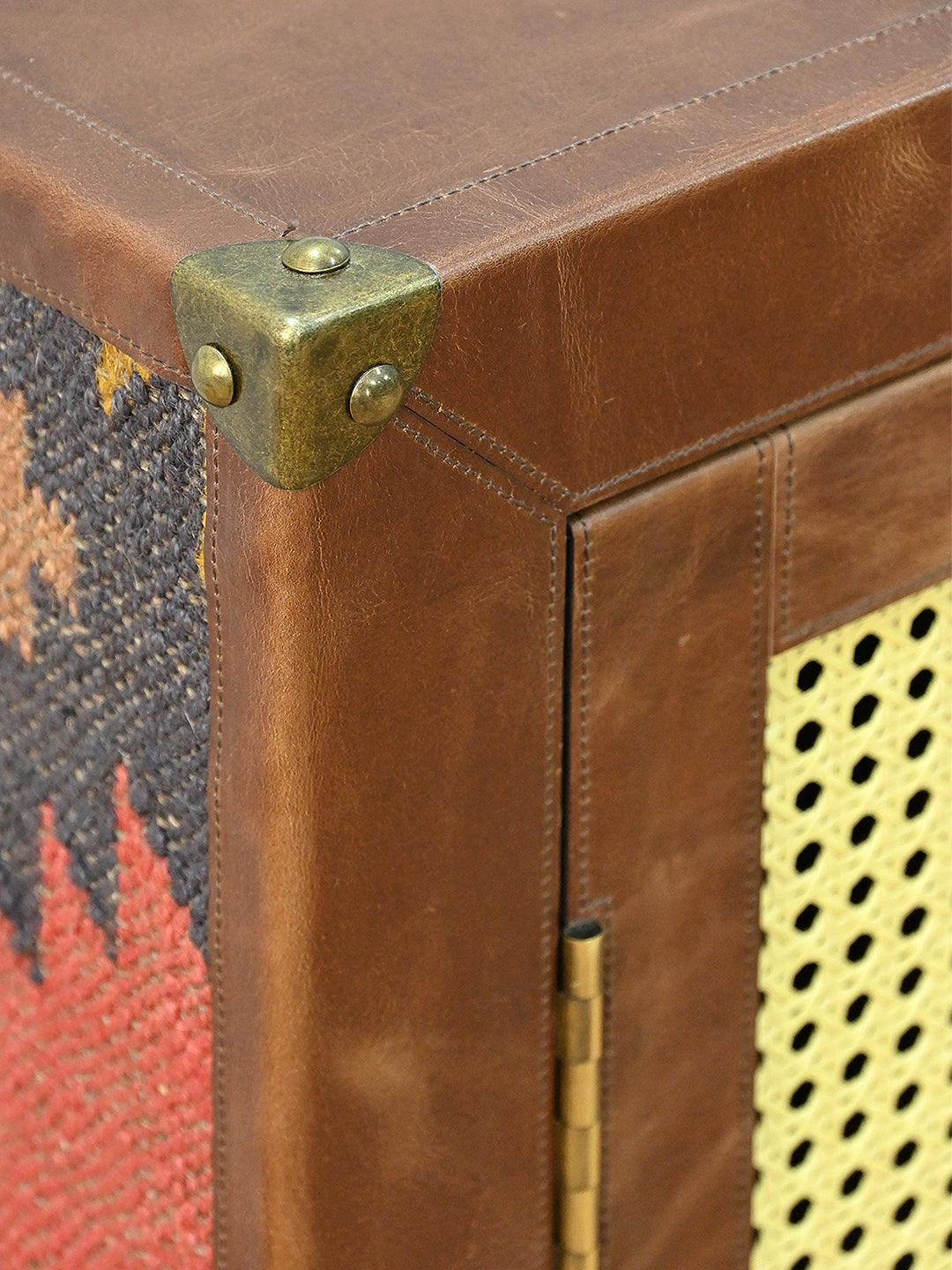 ASHLEY TV UNIT - KILIM AND LEATHER - ART AVENUE