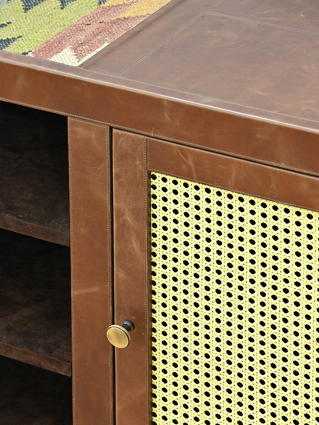 ASHLEY TV UNIT - KILIM AND LEATHER - ART AVENUE