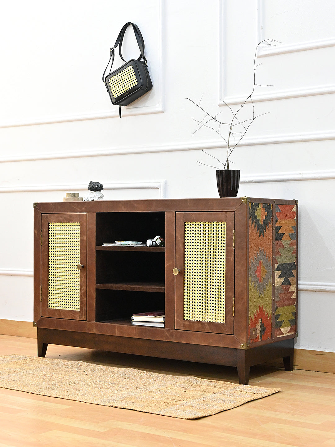 ASHLEY TV UNIT - KILIM AND LEATHER - ART AVENUE
