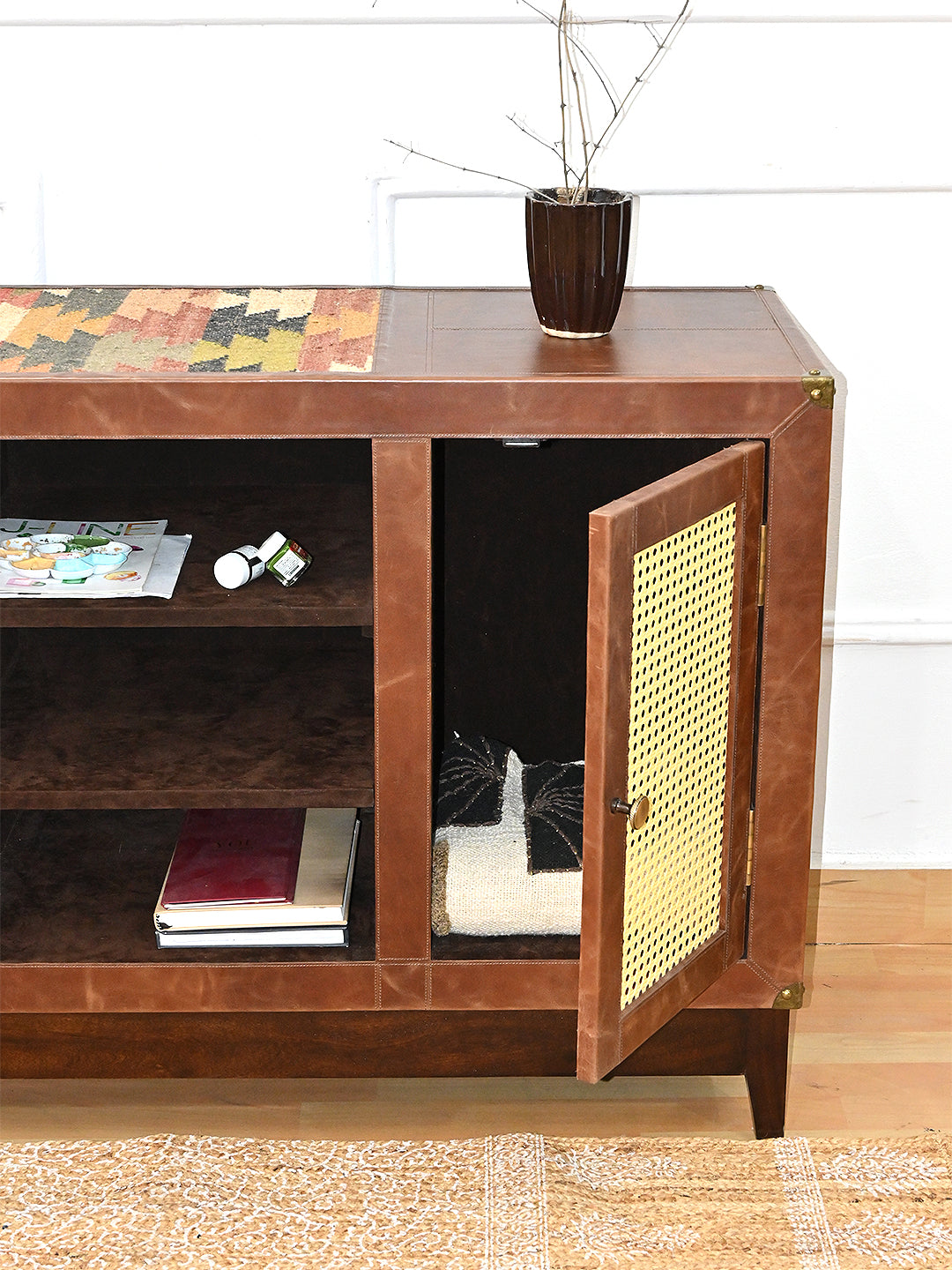 ASHLEY TV UNIT - KILIM AND LEATHER - ART AVENUE