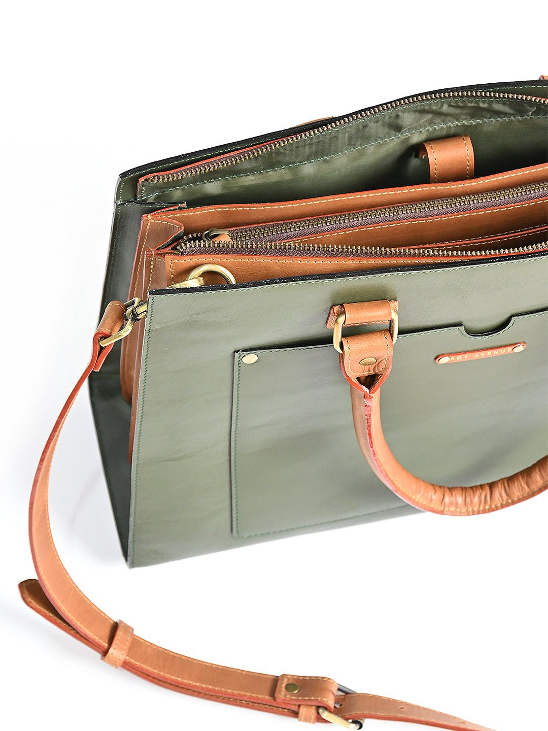 Olivia leather laptop bag alternate angle — Art Avenue