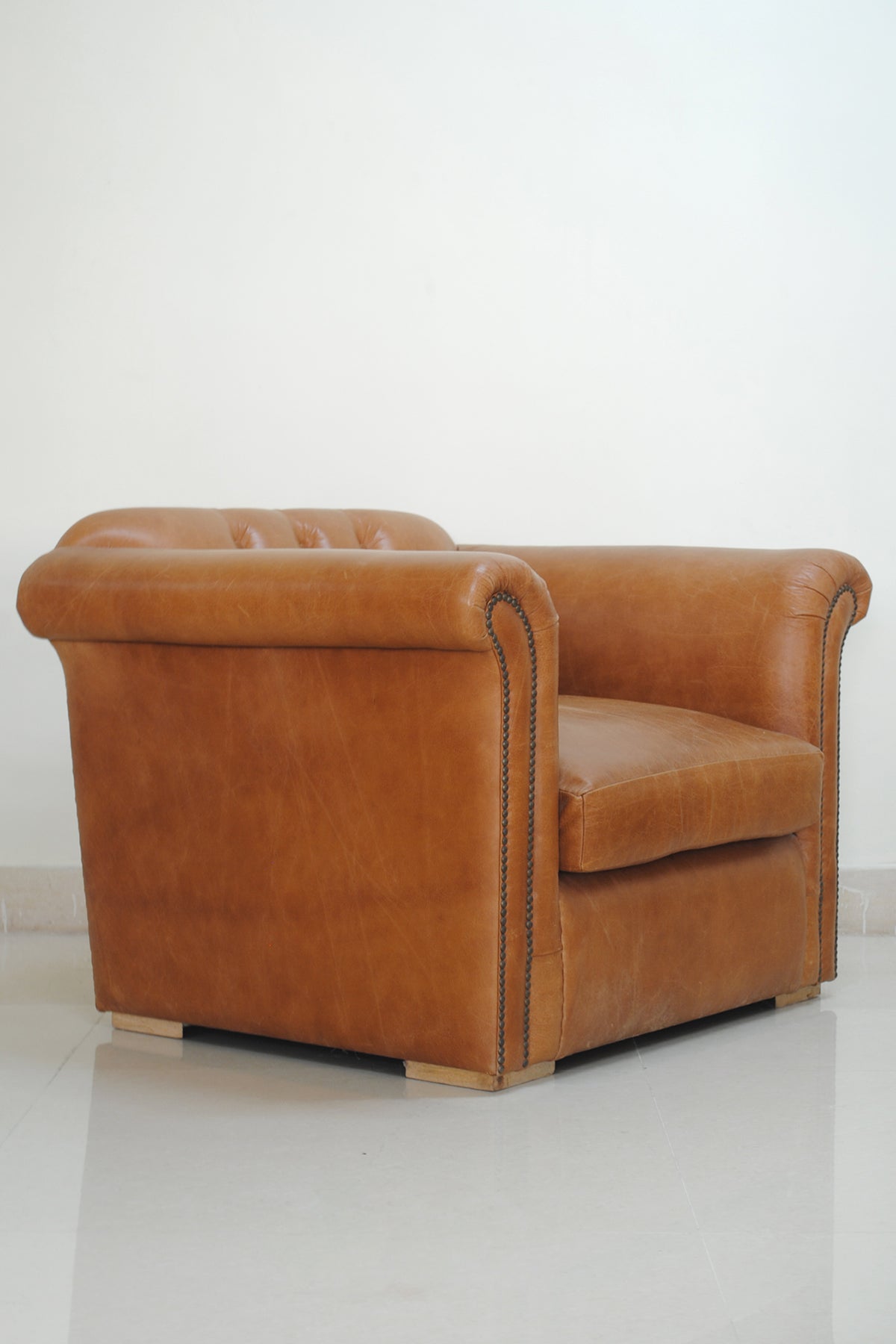 Arbor leather wing back chair — front view — Art Avenue