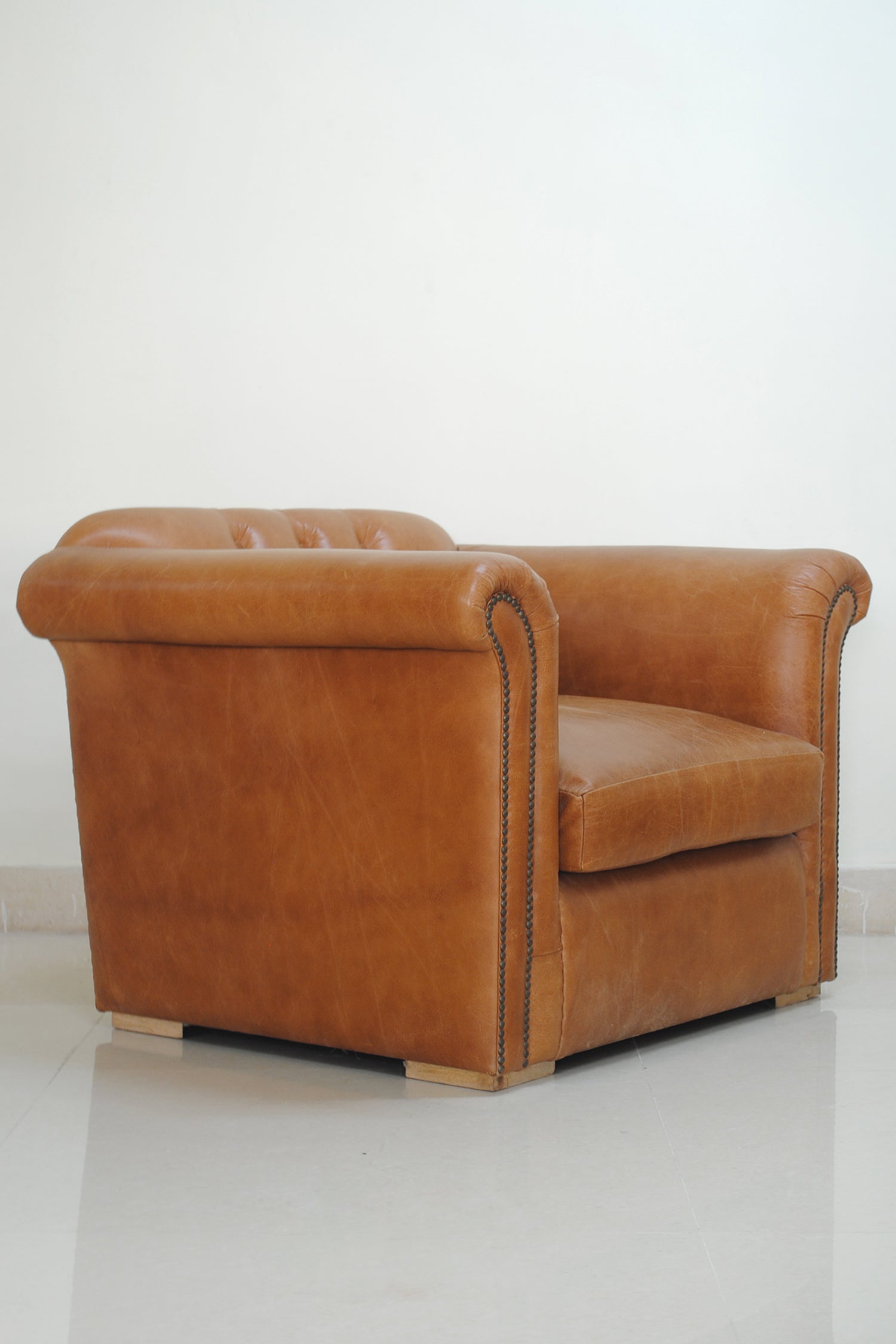 Arbor leather wing back chair — front view — Art Avenue