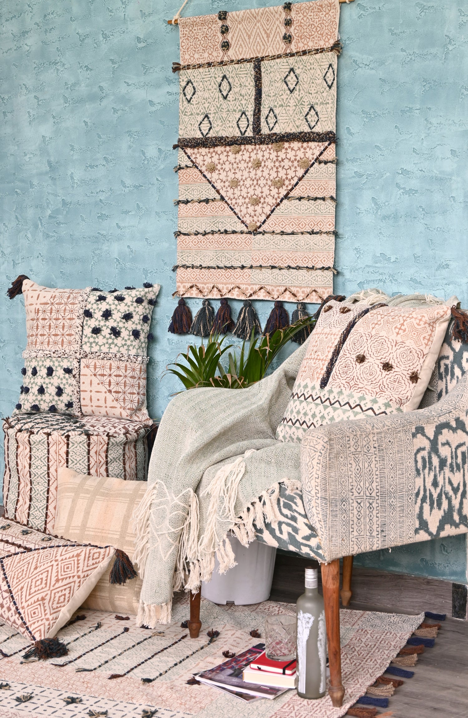 Tayka Block-Printed Square Cushion Cover