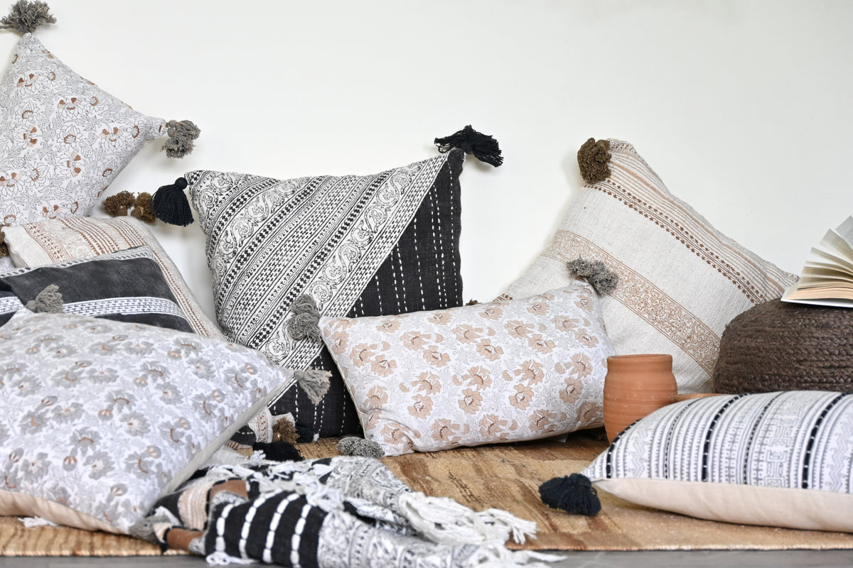 Zemra Block-Printed Square Cushion Cover