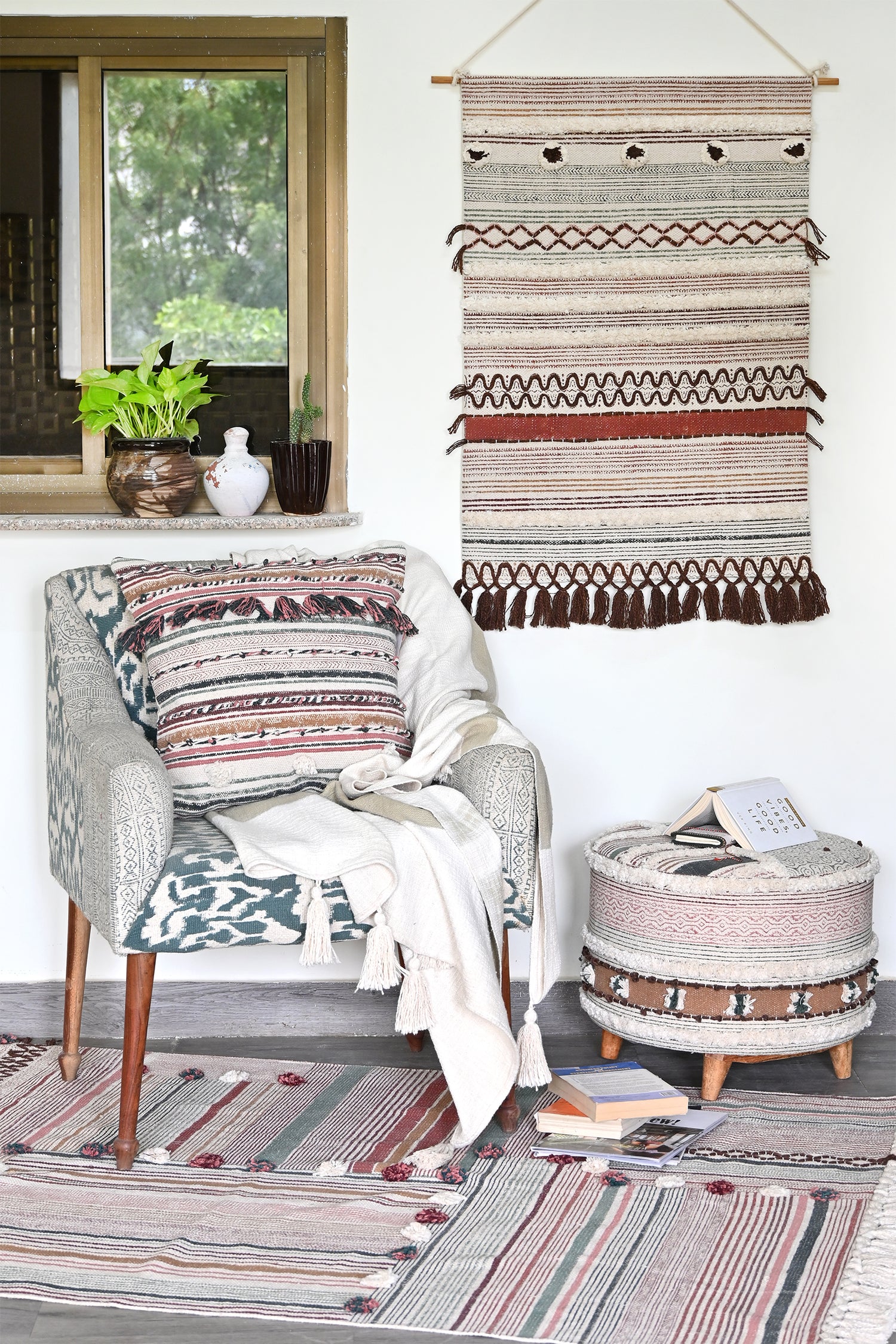 Vayari Block-Printed Square Cushion Cover