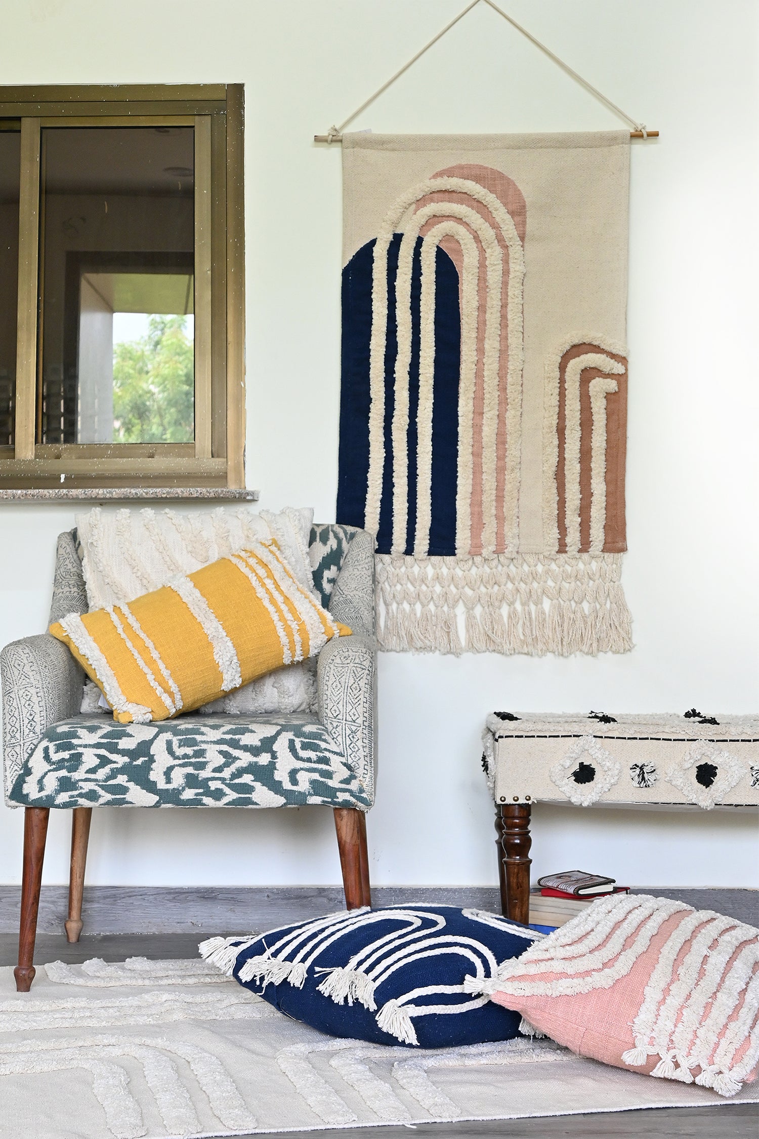 Orysa Hand-Embroidered Square Cushion Cover