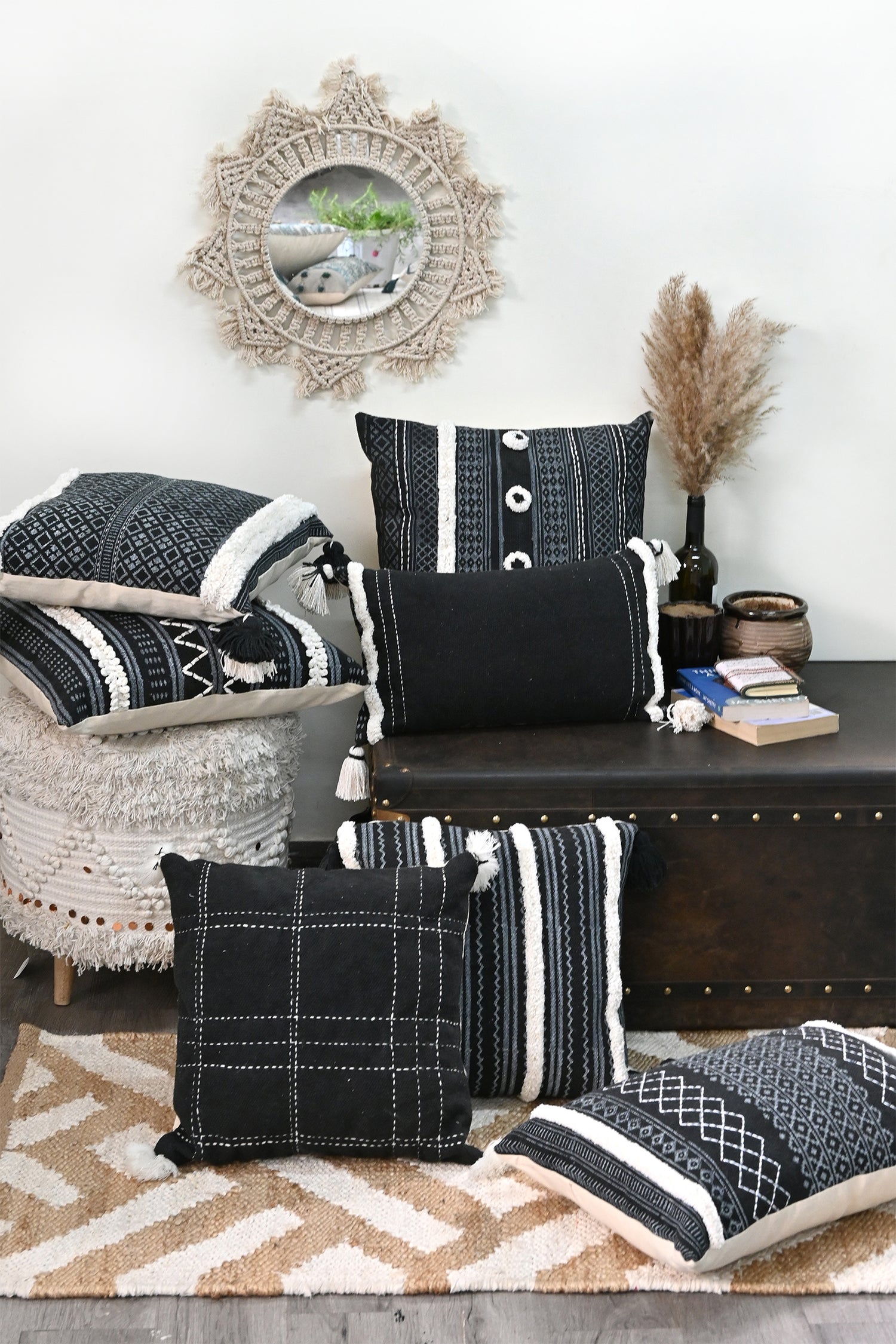 Ebbric Block-Printed Square Cushion Cover