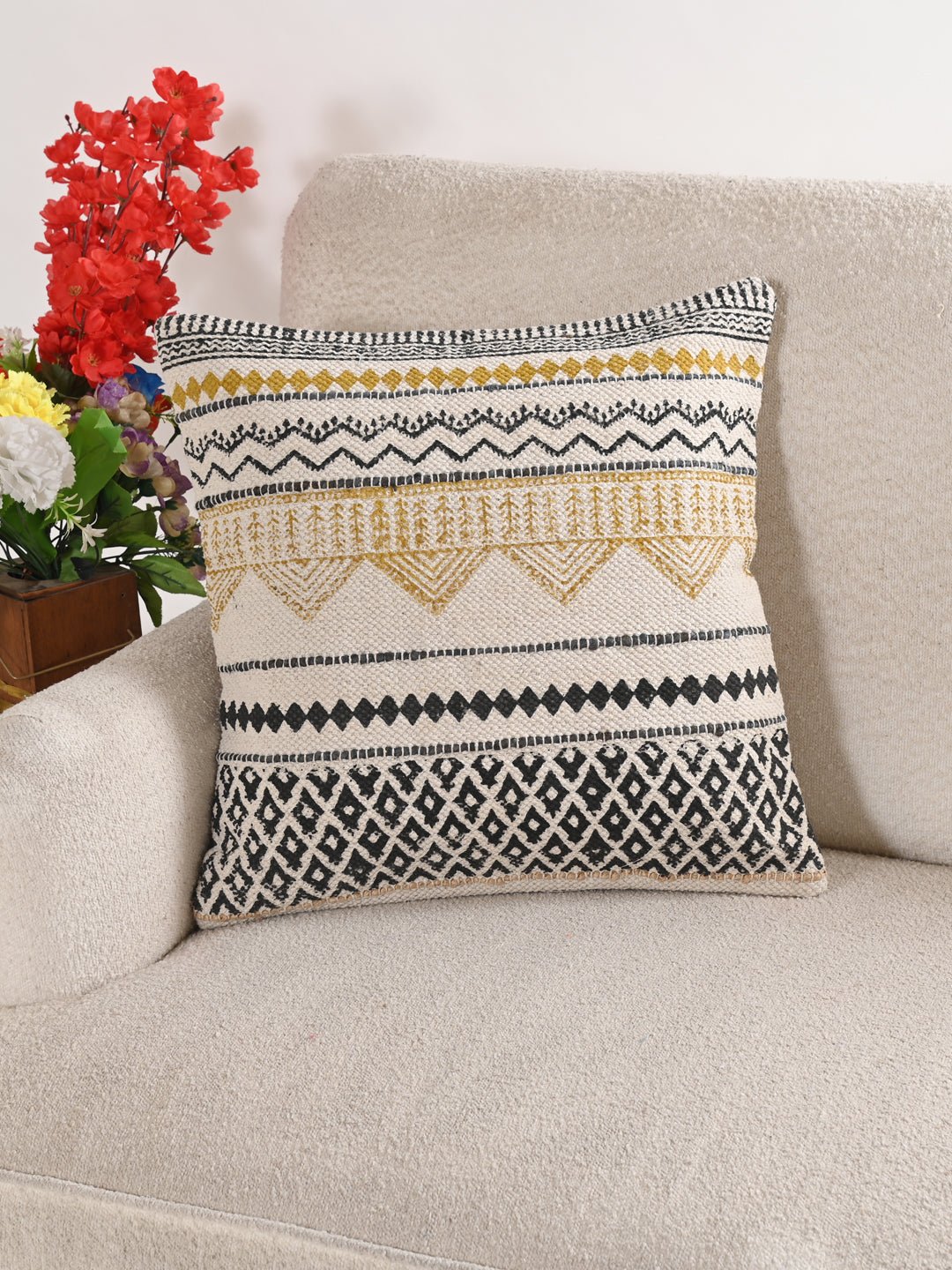 PSYCHE - COTTON PRINTED SQUARE CUSHION COVER - ART AVENUE