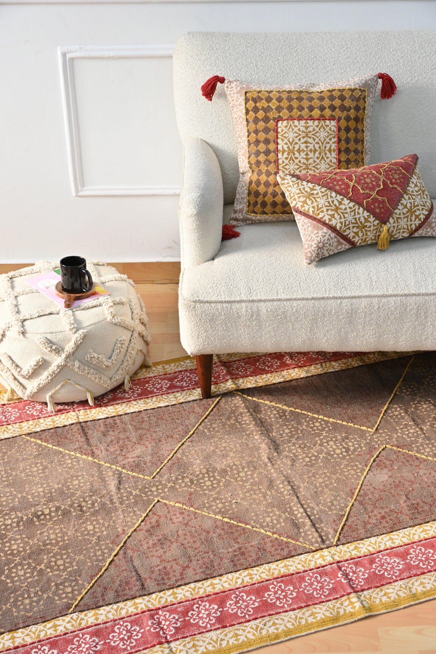Ochra Block-Printed Square Cushion Cover