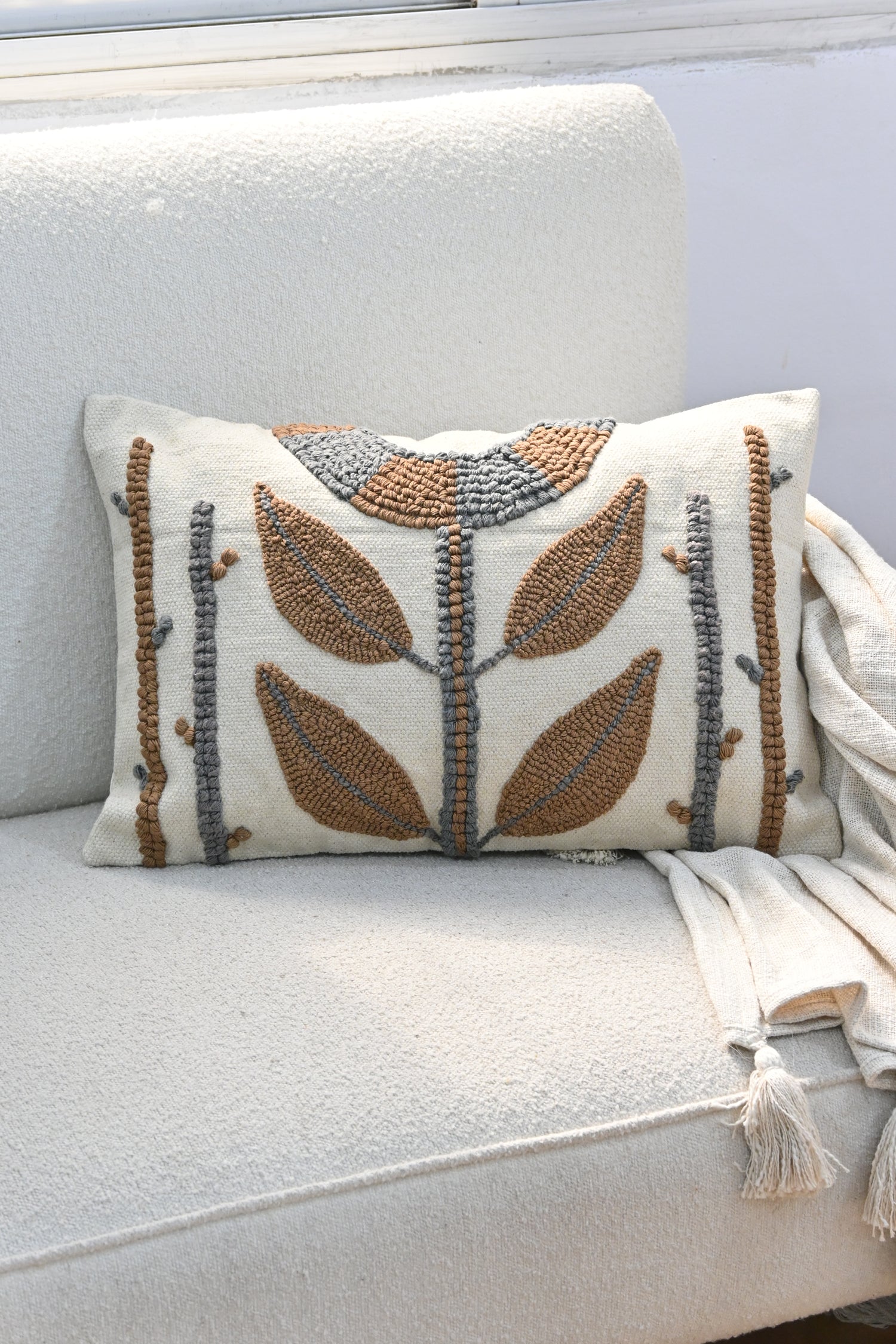Draxel Hand-Embroidered Lumbar Cushion Cover