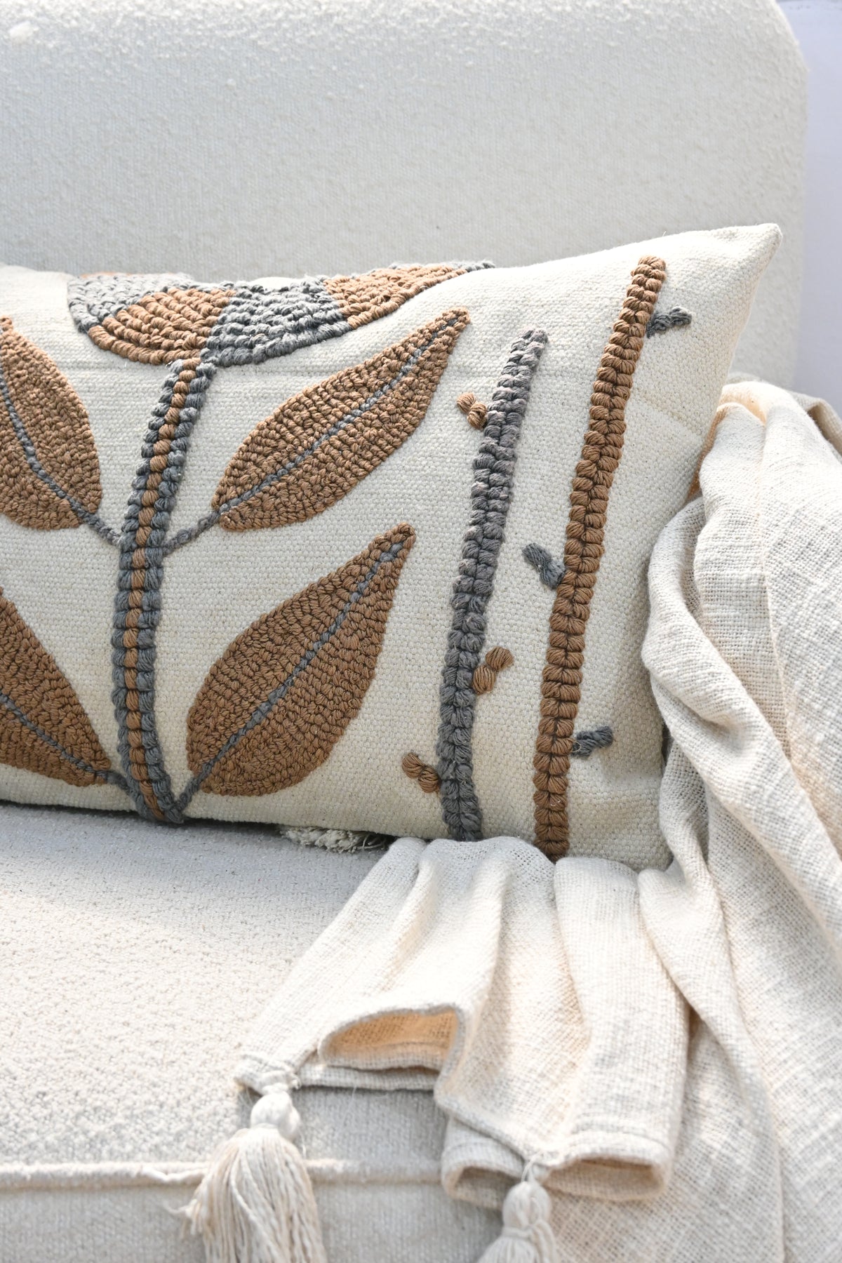 Draxel Hand-Embroidered Lumbar Cushion Cover
