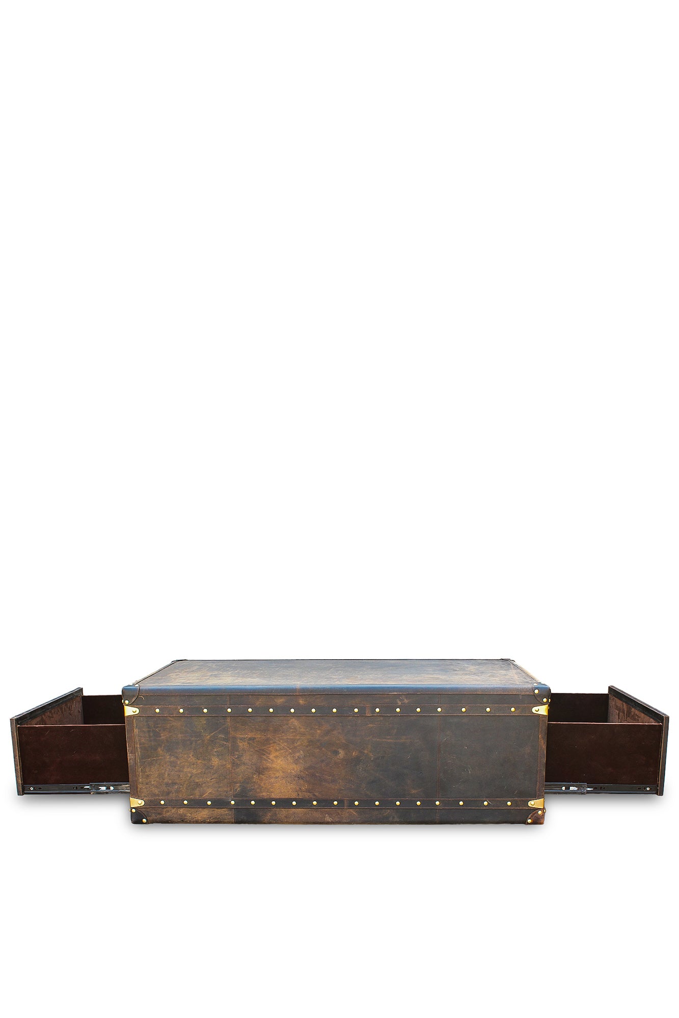 Vintage handcrafted leather coffee table — Art Avenue