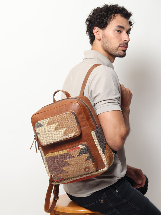 Sabre kilim and leather backpack — Art Avenue