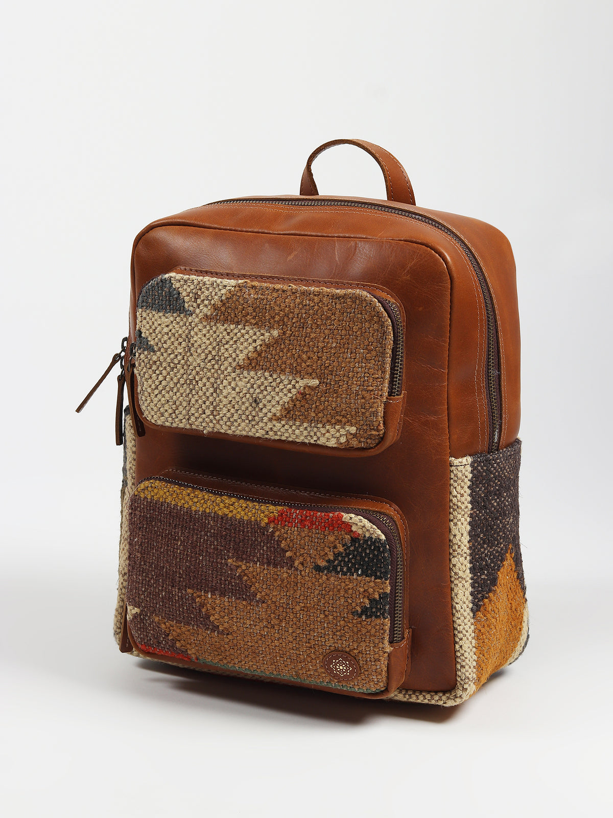 Sabre kilim and leather backpack interior — Art Avenue