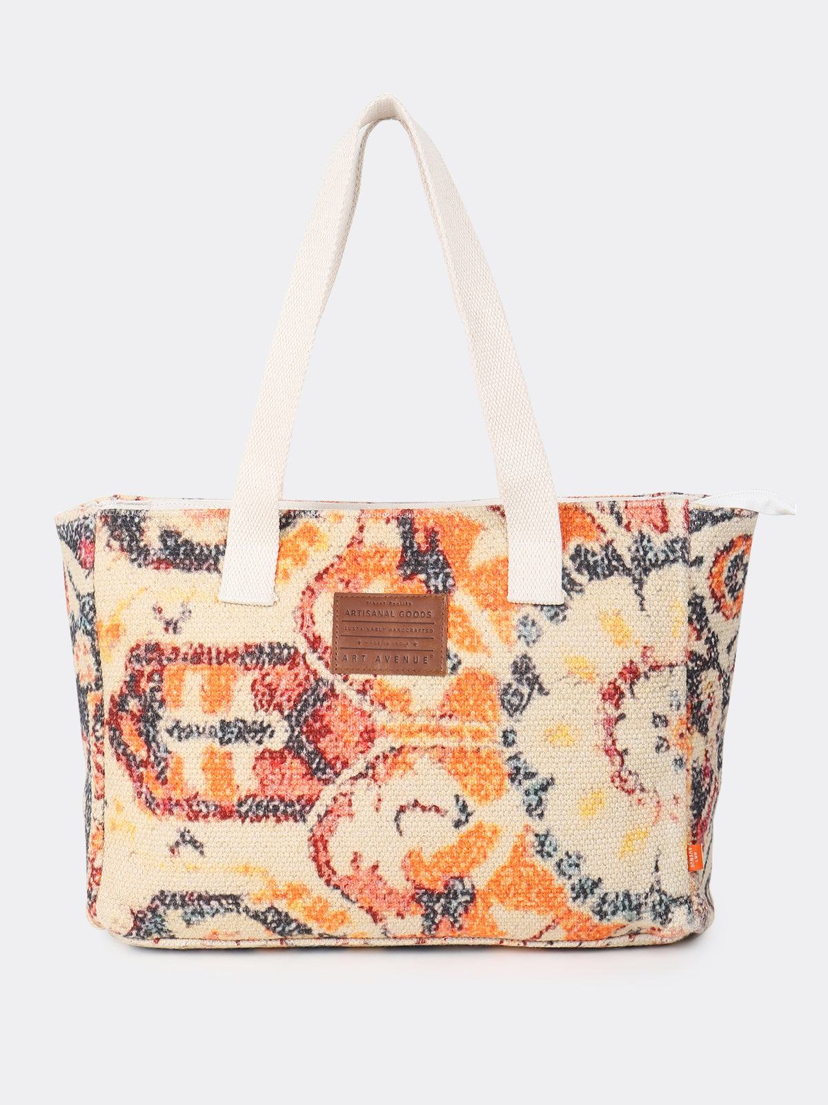 Faburra block-printed tote bag, side view — Art Avenue