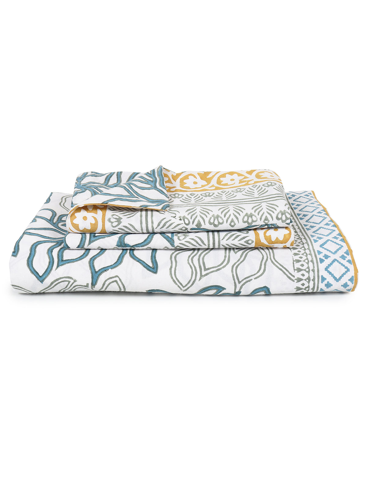 DOZORA COTTON PRINTED DOUBLE BEDSHEET WITH PILLOW