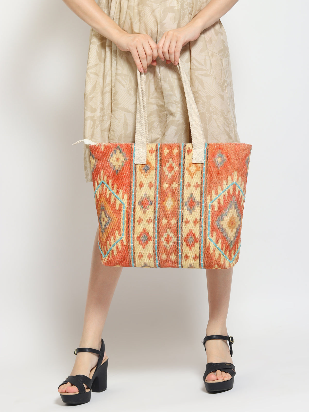 Fargo digital-printed tote bag, side view — Art Avenue